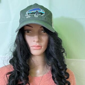 Patagonia Hat Fitz Roy Buffalo Bison Trucker Gray White Cap Mesh Snapback